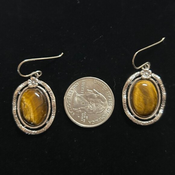 gorgeous Shablool sterling and tiger's eye earrings - Picture 6 of 8